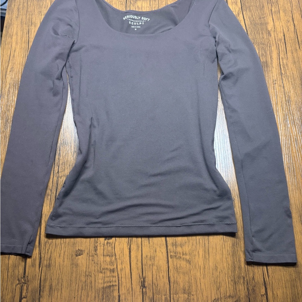 Aeropostale Women's Brown Long Sleeve Sculpt Shirt